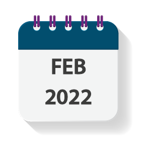 Kalenderblatt mit dem Monat Februar 2022