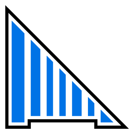 Dreieck mit vertikalen, blauen Streifen