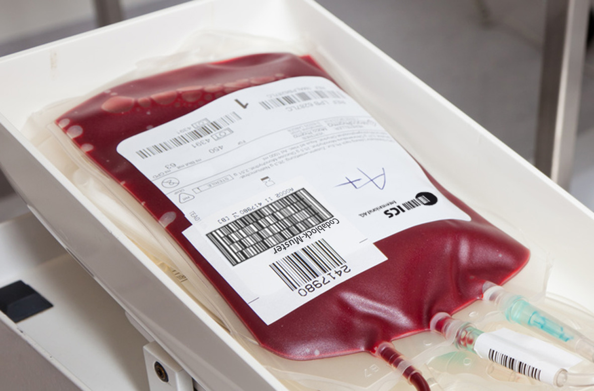 Codablock-Strichcode zur Kennzeichnung von Blutbeuteln